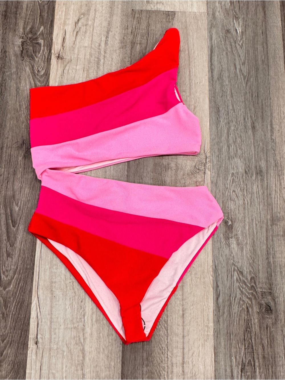 Beach Riot Joyce Stripe Cutout One-Piece Swimsuit Women’s Large Pink Resortwear
